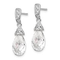 Cheryl M Sterling Silver Rhodium-plated Faceted Briolette and Brilliant-cut CZ Post Dangle Earrings view 2