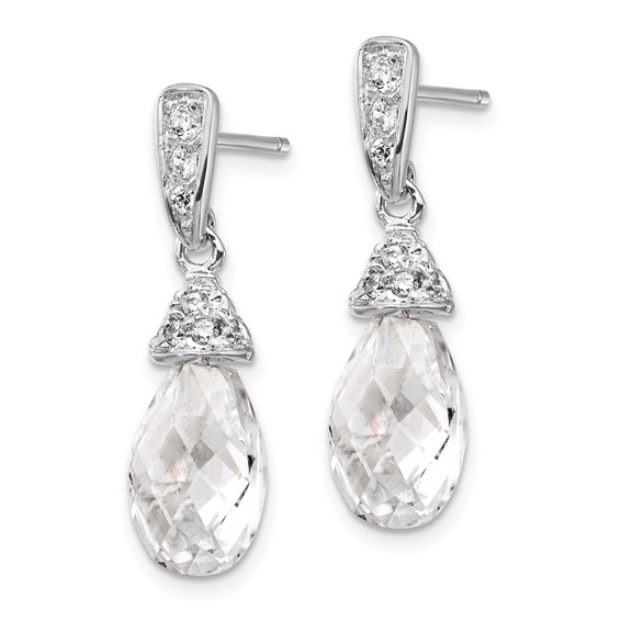 Cheryl M Sterling Silver Rhodium-plated Faceted Briolette and Brilliant-cut CZ Post Dangle Earrings