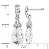 Cheryl M Sterling Silver Rhodium-plated Faceted Briolette and Brilliant-cut CZ Post Dangle Earrings view 4