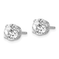 Cheryl M Sterling Silver Rhodium-plated Brilliant-cut CZ 6.5mm Stud Post Earrings view 2