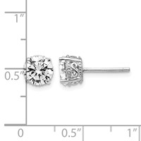 Cheryl M Sterling Silver Rhodium-plated Brilliant-cut CZ 6.5mm Stud Post Earrings view 4