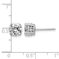 Cheryl M Sterling Silver Rhodium-plated Round Brilliant-cut 6.5mm CZ Post Stud Earrings view 4