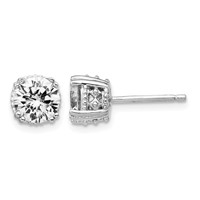 Cheryl M Sterling Silver Rhodium-plated Round Brilliant-cut 6.5mm CZ Post Stud Earrings view 1
