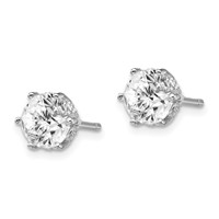 Cheryl M Sterling Silver Rhodium-plated Brilliant-cut 6.5mm CZ Post Stud Earrings view 2