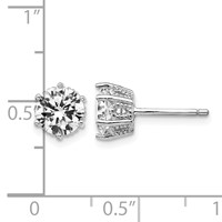 Cheryl M Sterling Silver Rhodium-plated Brilliant-cut 6.5mm CZ Post Stud Earrings view 4