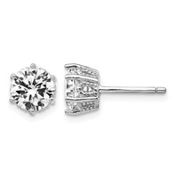 Cheryl M Sterling Silver Rhodium-plated Brilliant-cut 6.5mm CZ Post Stud Earrings view 1