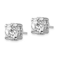 Cheryl M Sterling Silver Rhodium-plated Brilliant-cut 8mm CZ Stud Post Earrings view 2