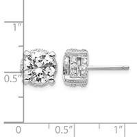 Cheryl M Sterling Silver Rhodium-plated Brilliant-cut 8mm CZ Stud Post Earrings view 4
