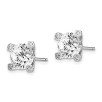 Cheryl M Sterling Silver Rhodium-plated Brilliant-cut CZ 8mm Stud Post Earrings view 2
