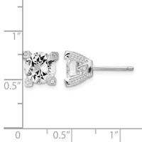 Cheryl M Sterling Silver Rhodium-plated Brilliant-cut CZ 8mm Stud Post Earrings view 4