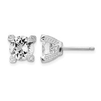 Cheryl M Sterling Silver Rhodium-plated Brilliant-cut CZ 8mm Stud Post Earrings view 1