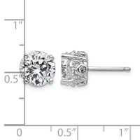 Cheryl M Sterling Silver Rhodium-plated Brilliant-cut CZ 8mm Stud Post Earrings view 4