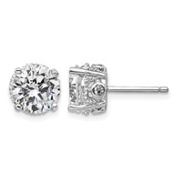 Cheryl M Sterling Silver Rhodium-plated Brilliant-cut CZ 8mm Stud Post Earrings view 1