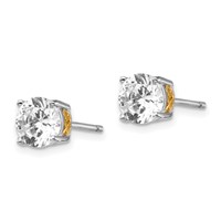 Cheryl M Sterling Silver Rhodium-plated Earrings with Gold-plated Accent XO Brilliant-cut 6.5mm CZ Stud Post view 2