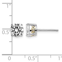 Cheryl M Sterling Silver Rhodium-plated Earrings with Gold-plated Accent XO Brilliant-cut 6.5mm CZ Stud Post view 4