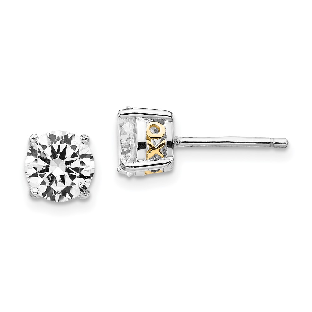 Sterling Silver Cheryl M Rh-p Gold-plated X O 6.5mm CZ Stud Earrings