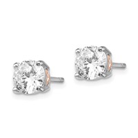 Cheryl M Sterling Silver Rhodium-plated and Rose Gold-plated Accent Heart Brilliant-cut CZ Stud Post Earrings view 2