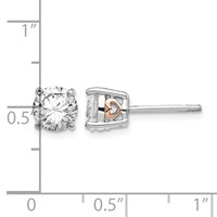 Cheryl M Sterling Silver Rhodium-plated and Rose Gold-plated Accent Heart Brilliant-cut CZ Stud Post Earrings view 4