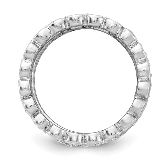 Sterling Silver Rhodium-plated CZ Eternity Five Ring Set