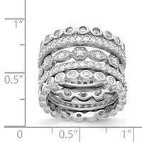 Cheryl M Sterling Silver Rhodium-plated Brilliant-cut CZ 5 Piece Eternity Ring Set view 4