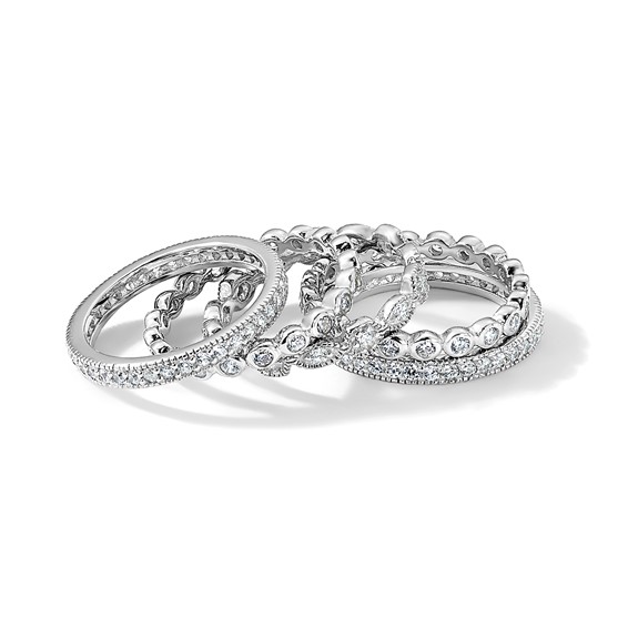 Sterling Silver Stackable CZ Ring Set