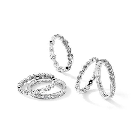 Sterling Silver Stackable CZ Ring Set