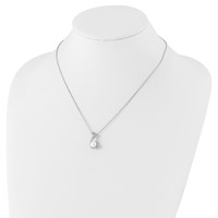 Cheryl M Sterling Silver Rhodium-plated Freshwater Cultured Pearl and Brilliant-cut CZ Swirl Necklace, 18" view 2