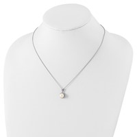 Cheryl M Sterling Silver Rhodium-plated Freshwater Cultured Pearl and Brilliant-cut CZ Necklace, 18" view 3