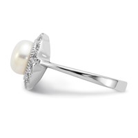 Cheryl M Sterling Silver Rhodium-plated Freshwater Cultured Pearl and Brilliant-cut CZ Ring view 3