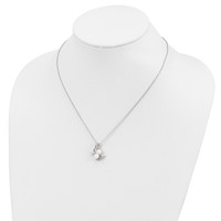 Cheryl M Sterling Silver Rhodium-plated Freshwater Cultured Pearl and Brilliant-cut CZ Leaves Necklace, 18" view 2