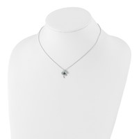 Cheryl M Sterling Silver Rhodium-plated Brilliant-cut Green Glass and Brilliant-cut White CZ Four Leaf Clover Necklace, 15" view 3