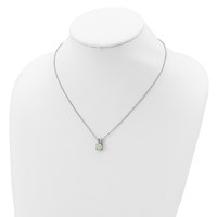 Cheryl M Sterling Silver Rhodium-plated Cabochon Lab Created Opal and Brilliant-cut CZ Split Bail Necklace, 18" view 3