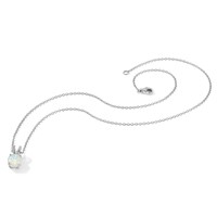 Cheryl M Sterling Silver Rhodium-plated Cabochon Lab Created Opal and Brilliant-cut CZ Split Bail Necklace, 18" view 4