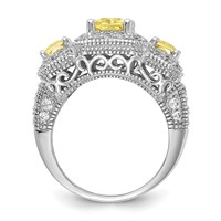 Cheryl M Sterling Silver Rhodium-plated Yellow Radiant-cut and White Brilliant-cut CZ 3 Stone Ring view 2