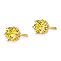 Cheryl M Sterling Silver Gold-plated Yellow Brilliant-cut 6.5mm CZ Stud Post Earrings view 2