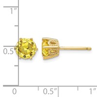 Cheryl M Sterling Silver Gold-plated Yellow Brilliant-cut 6.5mm CZ Stud Post Earrings view 4