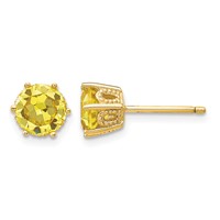 Cheryl M Sterling Silver Gold-plated Yellow Brilliant-cut 6.5mm CZ Stud Post Earrings view 1