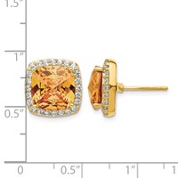 Cheryl M Sterling Silver Gold-plated Brilliant-cut Champagne and White CZ Post Earrings view 4