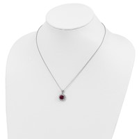 Cheryl M Sterling Silver Rhodium-plated Brilliant-cut Lab Created Ruby and Brilliant-cut Baguette-cut White CZ Necklace, 18" view 4