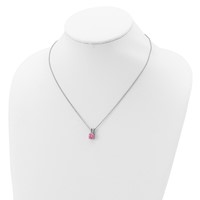 Cheryl M Sterling Silver Rhodium-plated Pink and White Brilliant-cut CZ Split Bail Necklace, 18" view 3