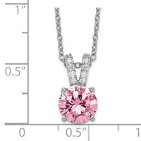Cheryl M Sterling Silver Rhodium-plated Pink and White Brilliant-cut CZ Split Bail Necklace, 18" view 2