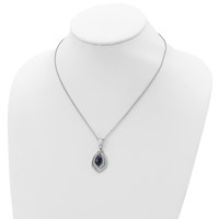 Cheryl M Sterling Silver Rhodium-plated Fancy Brilliant-cut Lab Created Dark Blue Spinel and Brilliant-cut White CZ Necklace, 18" view 3