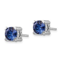 Cheryl M Sterling Silver Rhodium-plated Brilliant-cut Lab Created Dark Blue Spinel and Brilliant-cut White CZ Stud Post Earrings view 2