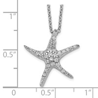 Cheryl M Sterling Silver Rhodium-plated Brilliant-cut CZ Starfish Necklace, 18" view 2