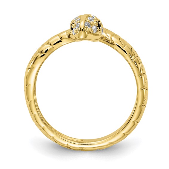 Cheryl M Sterling Silver Gold-plated Brilliant-cut Black and White CZ Snake Ring