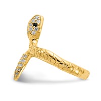 Cheryl M Sterling Silver Gold-plated Brilliant-cut Black and White CZ Snake Ring view 3