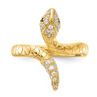 Cheryl M Sterling Silver Gold-plated Brilliant-cut Black and White CZ Snake Ring view 4