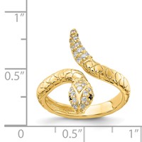 Cheryl M Sterling Silver Gold-plated Brilliant-cut Black and White CZ Snake Ring view 5