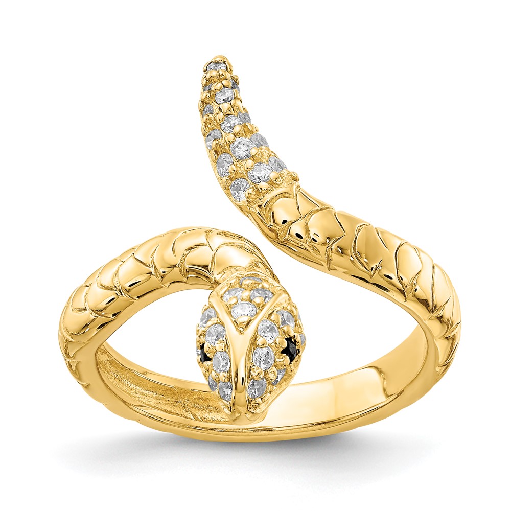 Sterling Silver Cheryl M Gold-plated Brilliant-cut CZ Snake Ring