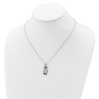 Cheryl M Sterling Silver Rhodium-plated Necklace with Black Rhodium Accent Enameled Brilliant-cut Black and White CZ Penguin, 18" view 3